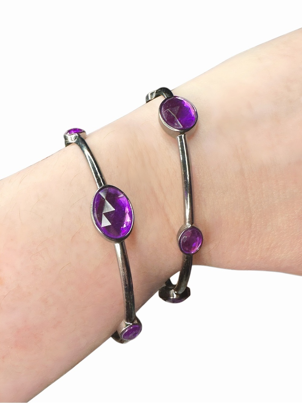 5/$25 😻 Purple Gemstone Bangle Bracelet Set - Women's Jewelry